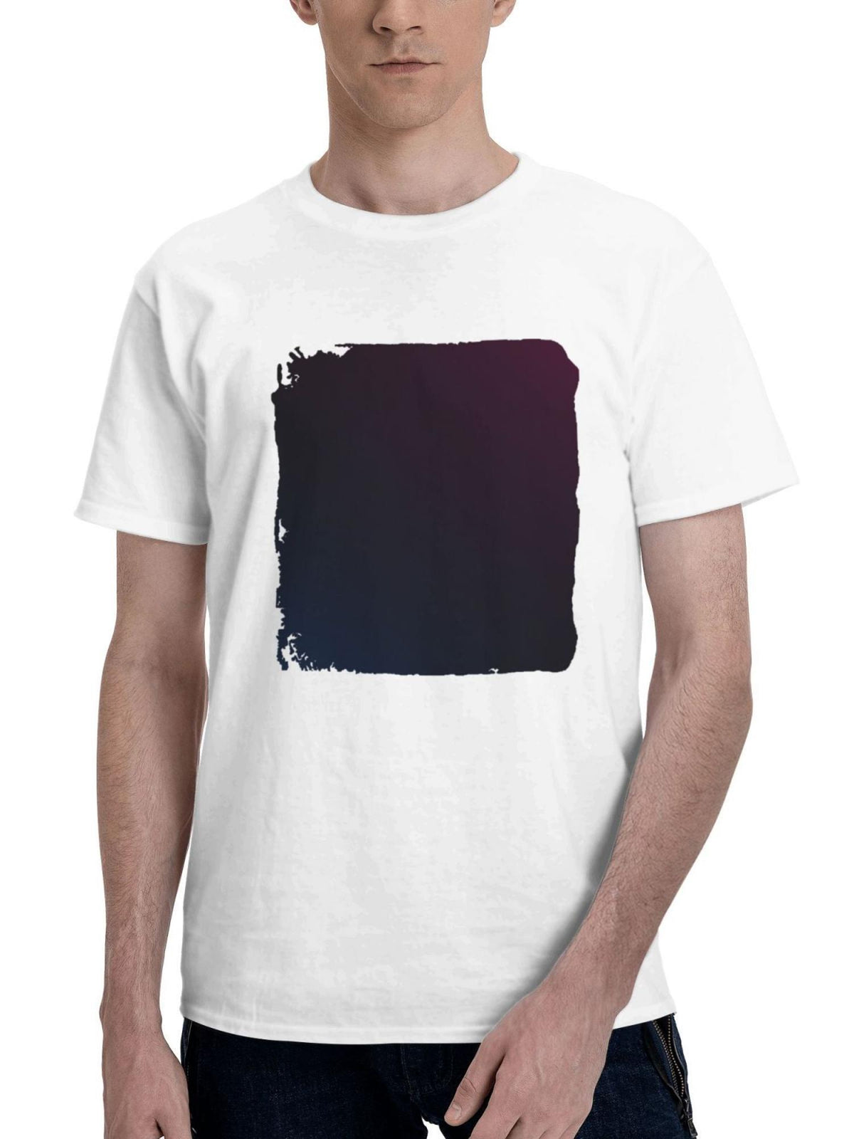 Abstract Blur Art 180G 100% Cotton Printed Round Neck Short-Sleeve T-Shirt, Gifts for Men Dad Husband Grandpa, S-XXXL, White