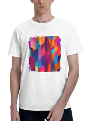 Abstract Colors Syno 180G 100% Cotton Printed Round Neck Short-Sleeve T-Shirt, Gifts for Men Dad Husband Grandpa, S-XXXL, White
