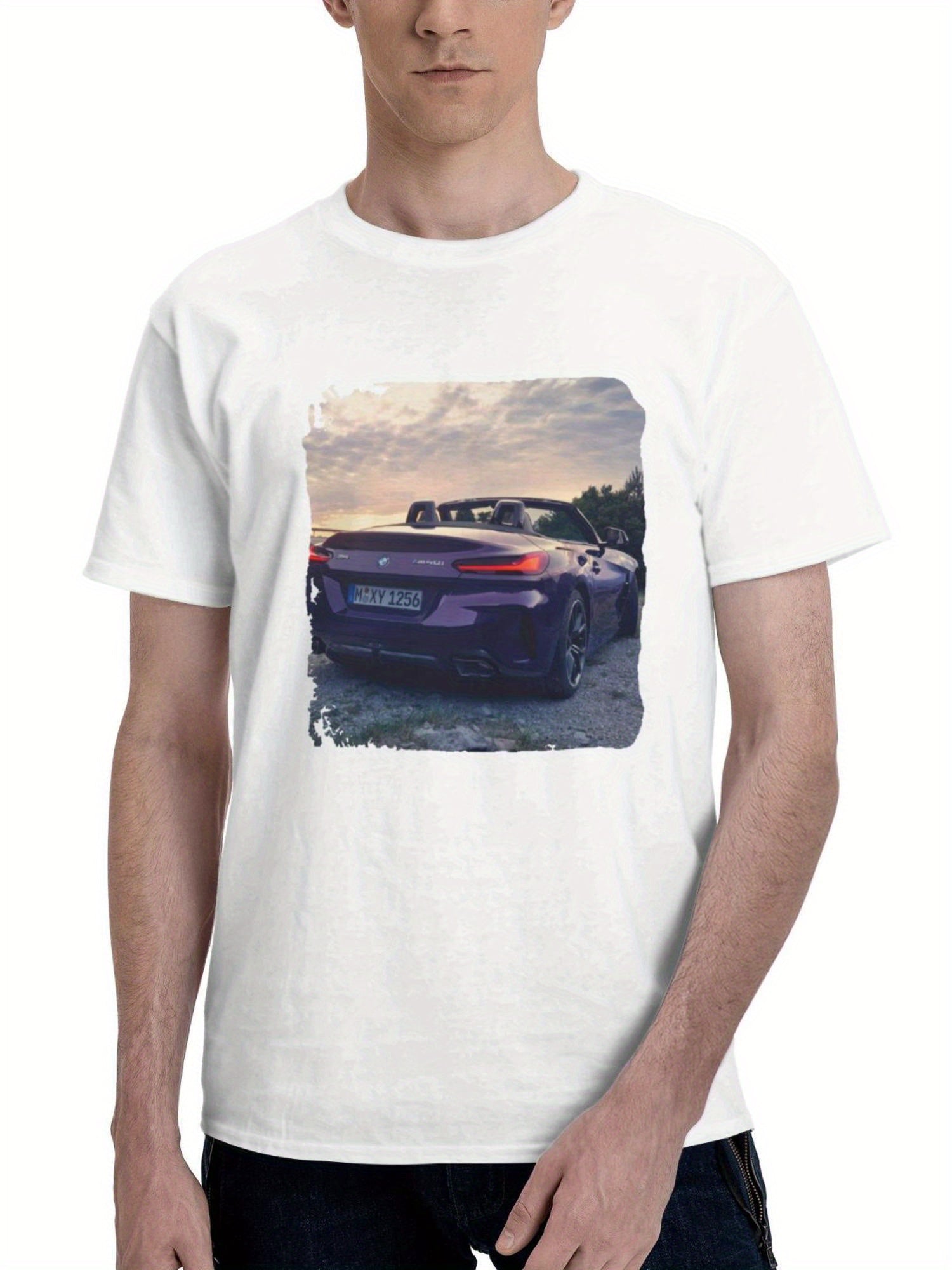 Bmw Z4 Sunset 180G 100% Cotton Printed Round Neck Short-Sleeve T-Shirt, Gifts for Men Dad Husband Grandpa, S-XXXL, White