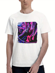 Abstract Crystal Glass 180G 100% Cotton Printed Round Neck Short-Sleeve T-Shirt, Gifts for Men Dad Husband Grandpa, S-XXXL, White
