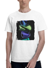 Abstract Dark Glass Oled 180G 100% Cotton Printed Round Neck Short-Sleeve T-Shirt, Gifts for Men Dad Husband Grandpa, S-XXXL, White