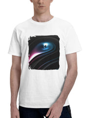 Abstract Dark Marble Shine 180G 100% Cotton Printed Round Neck Short-Sleeve T-Shirt, Gifts for Men Dad Husband Grandpa, S-XXXL, White