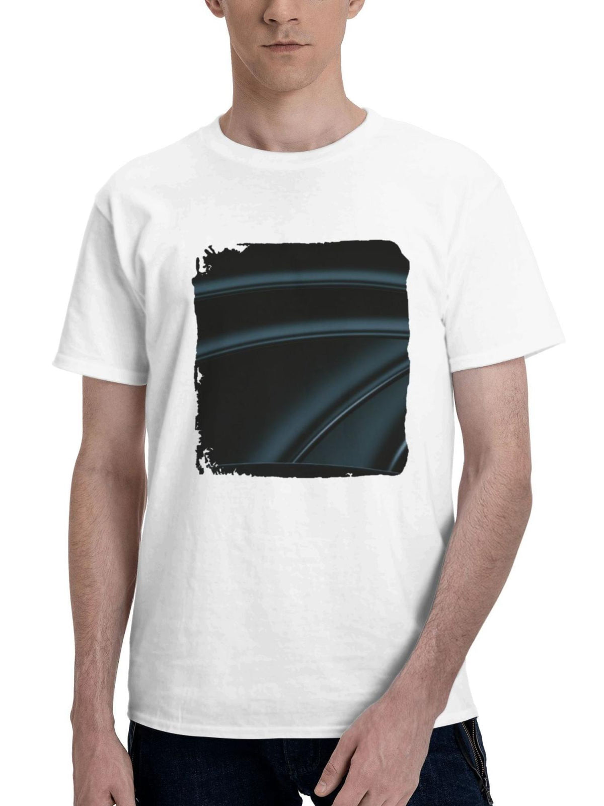 Abstract Dark 180G 100% Cotton Printed Round Neck Short-Sleeve T-Shirt, Gifts for Men Dad Husband Grandpa, S-XXXL, White