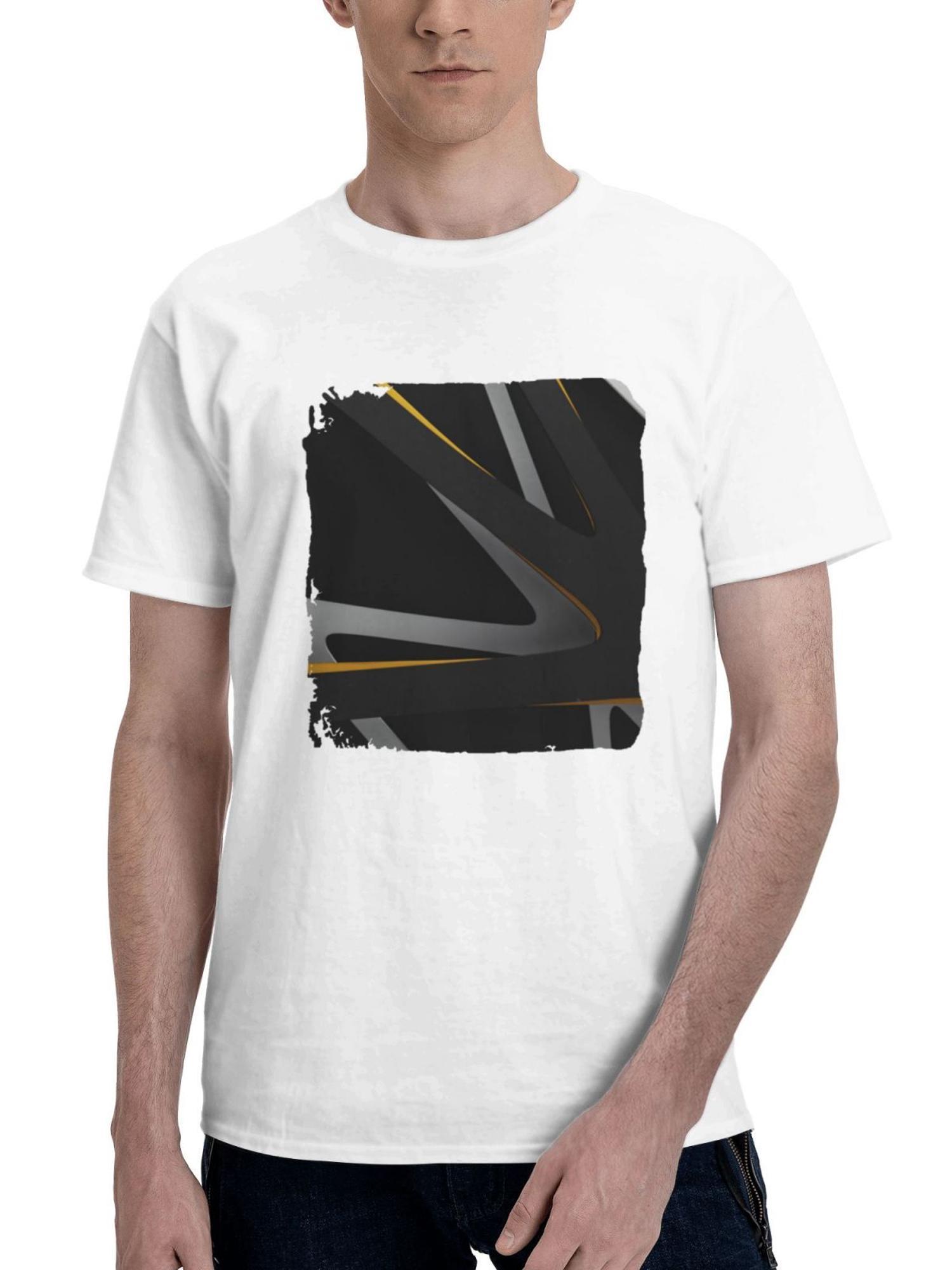 Abstract Digital Graphic 180G 100% Cotton Printed Round Neck Short-Sleeve T-Shirt, Gifts for Men Dad Husband Grandpa, S-XXXL, White