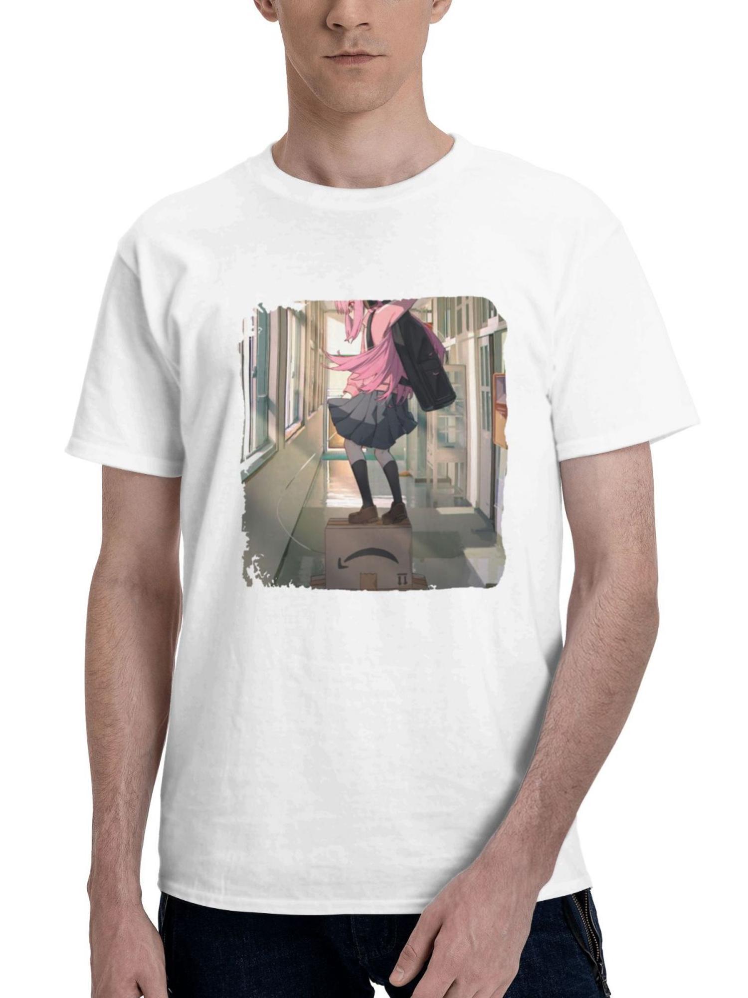 Bocchi The Rock Qh 180G 100% Cotton Printed Round Neck Short-Sleeve T-Shirt, Gifts for Men Dad Husband Grandpa, S-XXXL, White