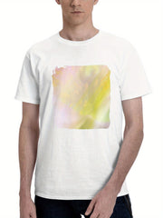 Abstract Flower Blur 180G 100% Cotton Printed Round Neck Short-Sleeve T-Shirt, Gifts for Men Dad Husband Grandpa, S-XXXL, White