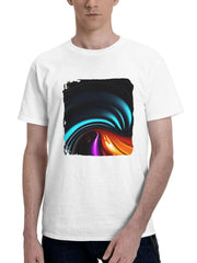 Abstract Fractal Swing 180G 100% Cotton Printed Round Neck Short-Sleeve T-Shirt, Gifts for Men Dad Husband Grandpa, S-XXXL, White