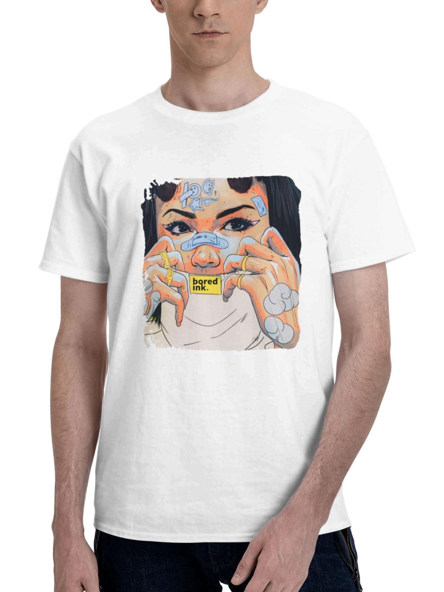 Bored Ink Girl 180G 100% Cotton Printed Round Neck Short-Sleeve T-Shirt, Gifts for Men Dad Husband Grandpa, S-XXXL, White