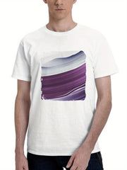 Abstract Huawei 180G 100% Cotton Printed Round Neck Short-Sleeve T-Shirt, Gifts for Men Dad Husband Grandpa, S-XXXL, White