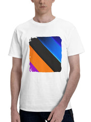 Abstract Lines Shapes 180G 100% Cotton Printed Round Neck Short-Sleeve T-Shirt, Gifts for Men Dad Husband Grandpa, S-XXXL, White