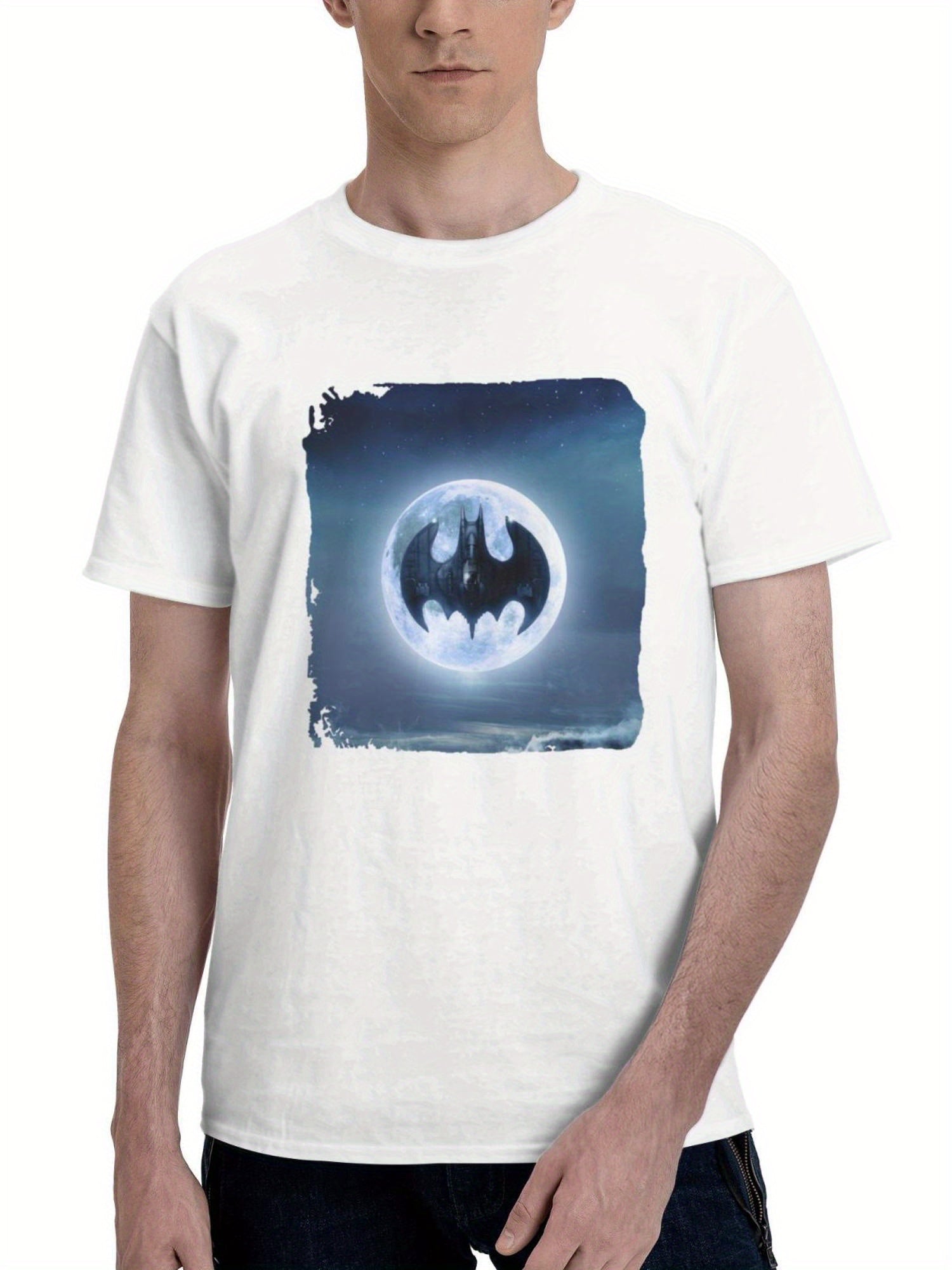 Batpod 180G 100% Cotton Printed Round Neck Short-Sleeve T-Shirt, Gifts for Men Dad Husband Grandpa, S-XXXL, White