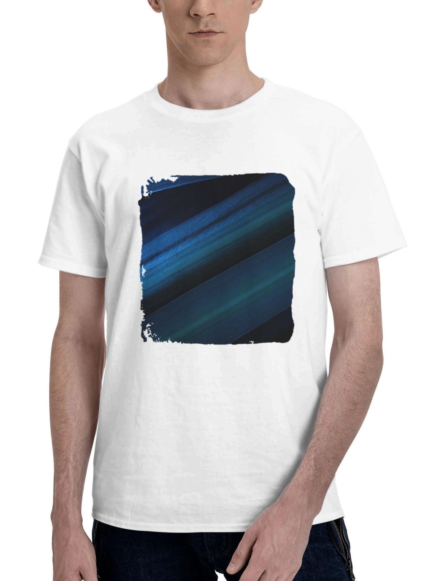 Abstract Makeover 180G 100% Cotton Printed Round Neck Short-Sleeve T-Shirt, Gifts for Men Dad Husband Grandpa, S-XXXL, White