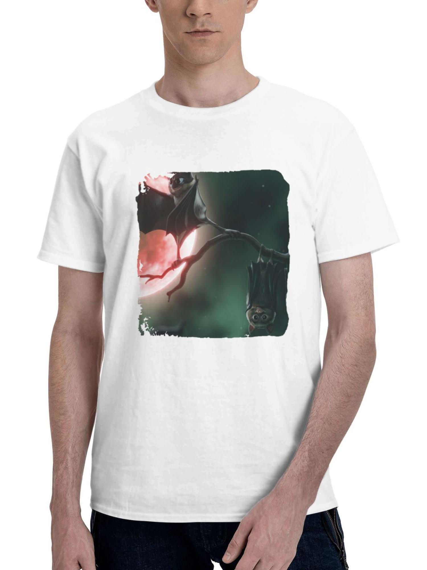 Bats Funny 180G 100% Cotton Printed Round Neck Short-Sleeve T-Shirt, Gifts for Men Dad Husband Grandpa, S-XXXL, White