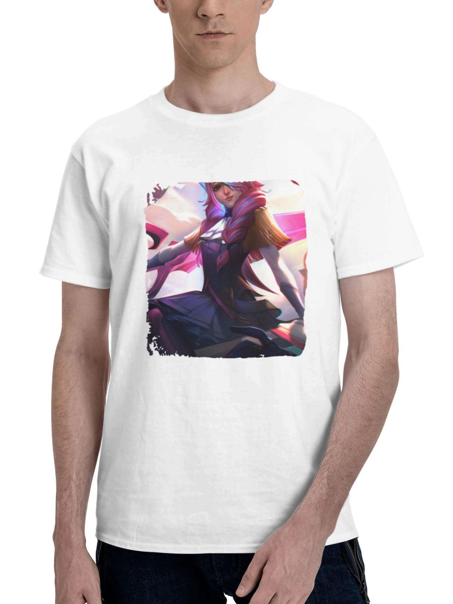 Battle Academia League Of Legends 180G 100% Cotton Printed Round Neck Short-Sleeve T-Shirt, Gifts for Men Dad Husband Grandpa, S-XXXL, White