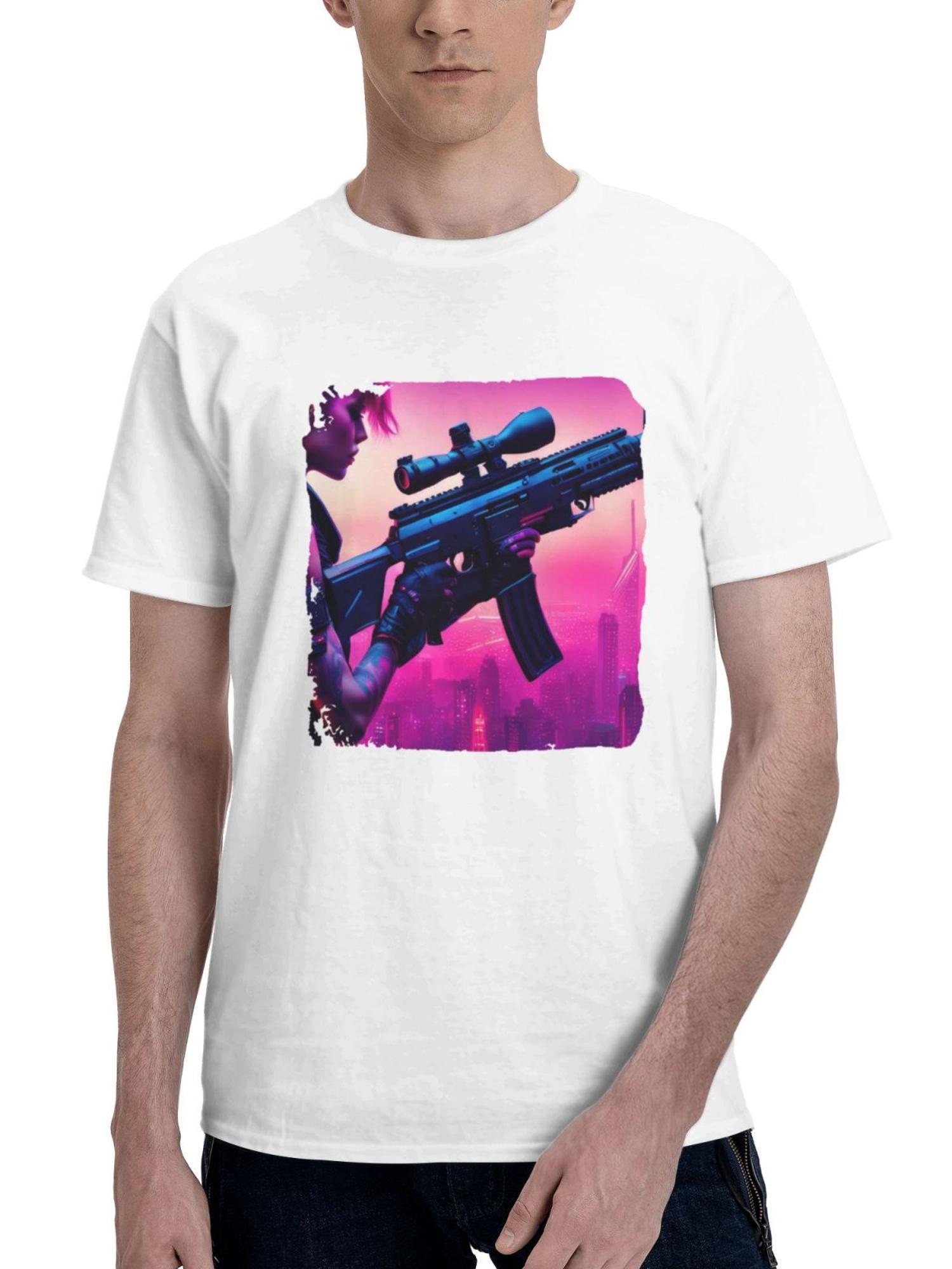 Bounty Hunter Scifi 180G 100% Cotton Printed Round Neck Short-Sleeve T-Shirt, Gifts for Men Dad Husband Grandpa, S-XXXL, White