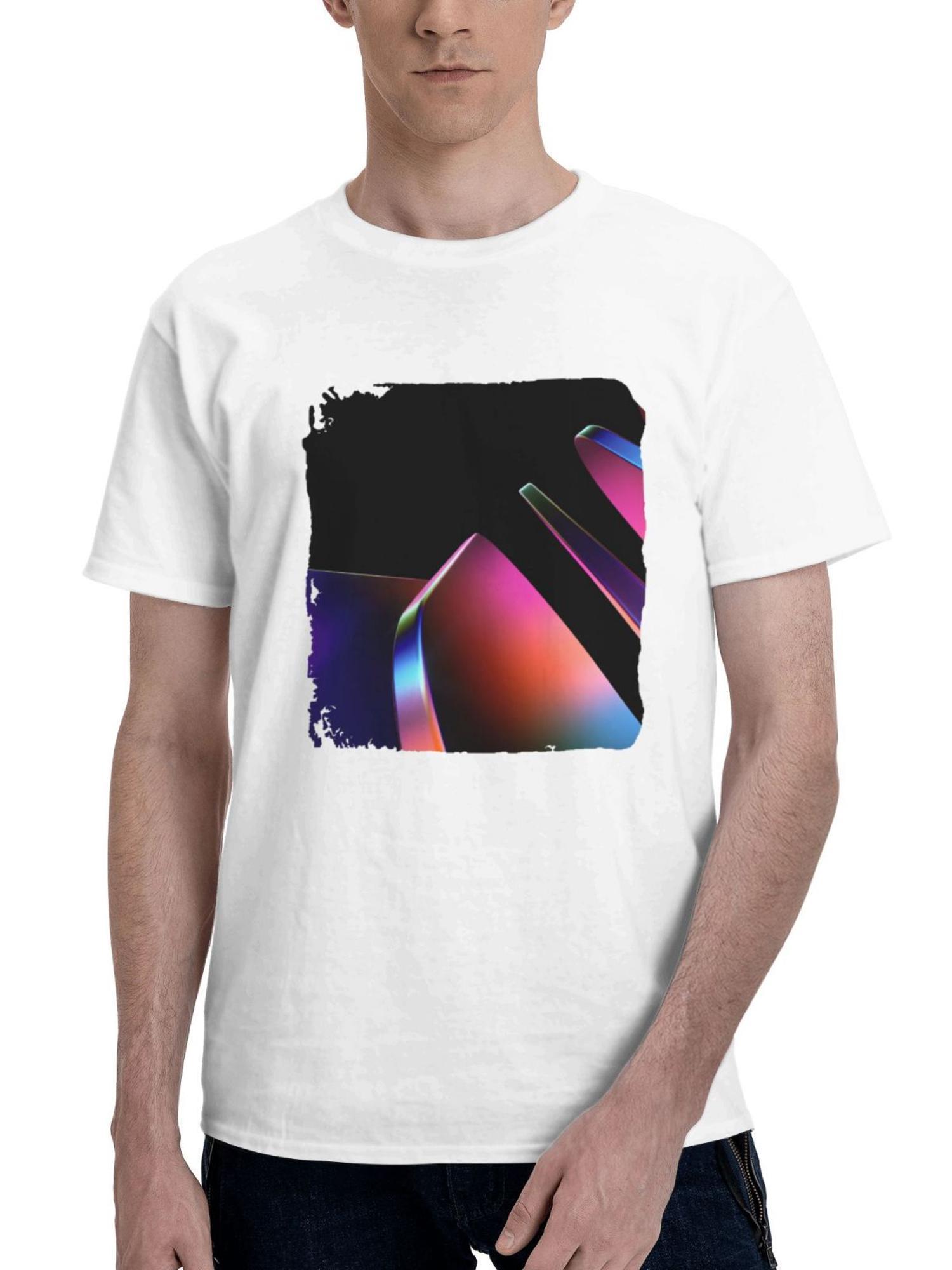 Abstract Odyssey Dynamic Impressions 180G 100% Cotton Printed Round Neck Short-Sleeve T-Shirt, Gifts for Men Dad Husband Grandpa, S-XXXL, White