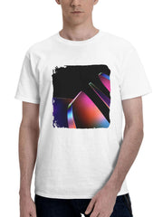 Abstract Odyssey Dynamic Impressions 180G 100% Cotton Printed Round Neck Short-Sleeve T-Shirt, Gifts for Men Dad Husband Grandpa, S-XXXL, White