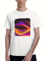 Abstract Pixelated Performer 180G 100% Cotton Printed Round Neck Short-Sleeve T-Shirt, Gifts for Men Dad Husband Grandpa, S-XXXL, White