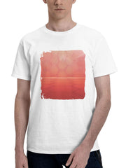 Abstract Polygon 180G 100% Cotton Printed Round Neck Short-Sleeve T-Shirt, Gifts for Men Dad Husband Grandpa, S-XXXL, White