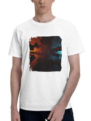 Abstract Reactor Patterns 180G 100% Cotton Printed Round Neck Short-Sleeve T-Shirt, Gifts for Men Dad Husband Grandpa, S-XXXL, White