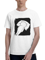 Boy Sleeping Face Down 180G 100% Cotton Printed Round Neck Short-Sleeve T-Shirt, Gifts for Men Dad Husband Grandpa, S-XXXL, White