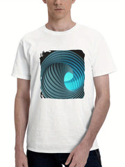 Abstract Swirl Dark 180G 100% Cotton Printed Round Neck Short-Sleeve T-Shirt, Gifts for Men Dad Husband Grandpa, S-XXXL, White