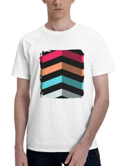Abstract Up Down Path 180G 100% Cotton Printed Round Neck Short-Sleeve T-Shirt, Gifts for Men Dad Husband Grandpa, S-XXXL, White