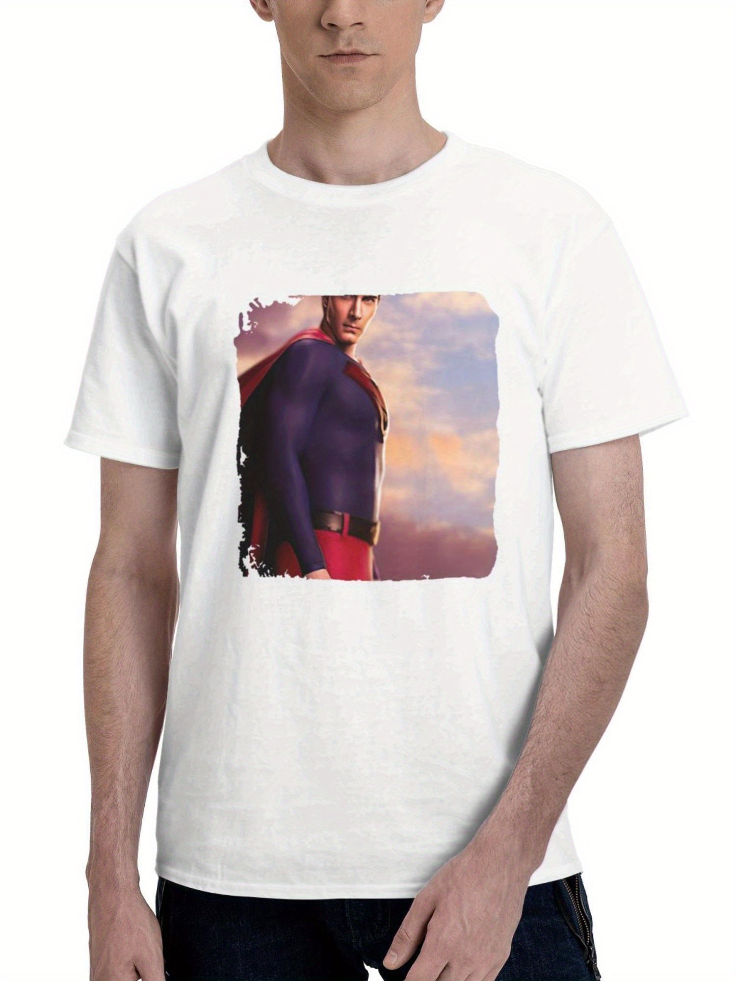 Brandon Routh As Super men 180G 100% Cotton Printed Round Neck Short-Sleeve T-Shirt, Gifts for Men Dad Husband Grandpa, S-XXXL, White