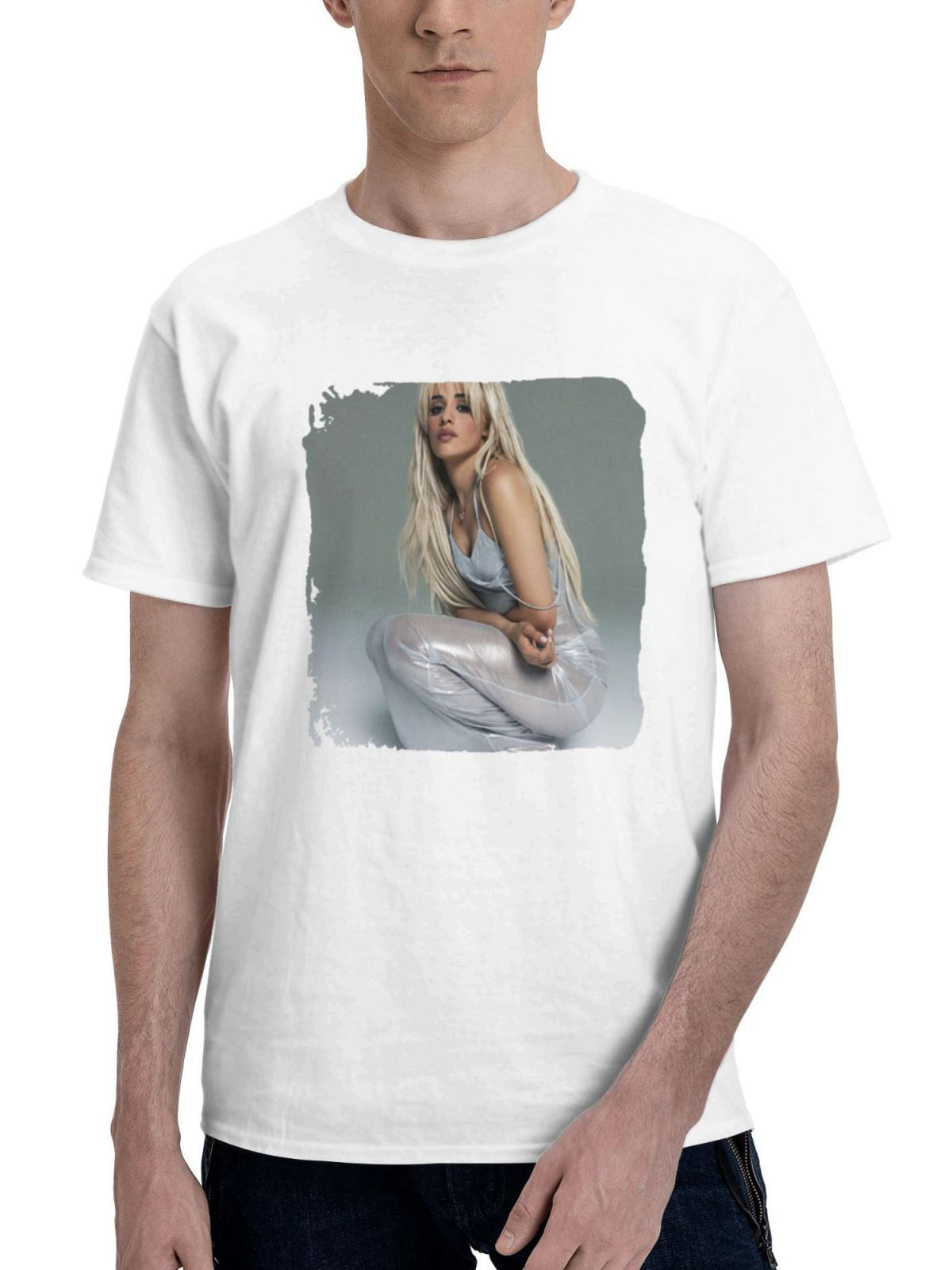 Camila Cabello 2024 180G 100% Cotton Printed Round Neck Short-Sleeve T-Shirt, Gifts for Men Dad Husband Grandpa, S-XXXL, White