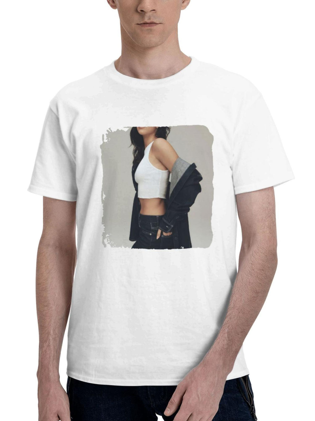 Camila Mendes 2023 180G 100% Cotton Printed Round Neck Short-Sleeve T-Shirt, Gifts for Men Dad Husband Grandpa, S-XXXL, White