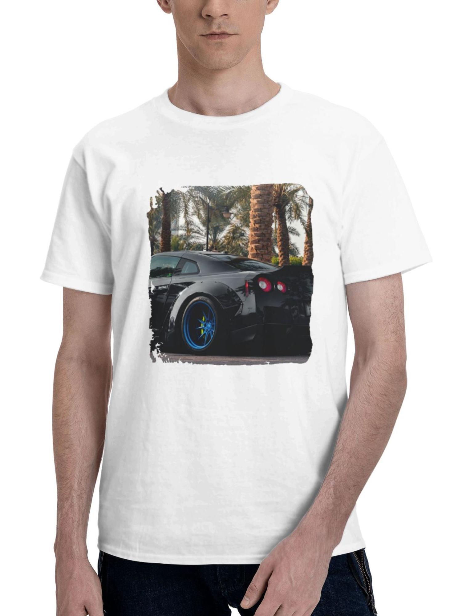 Black Nissan Gtr 180G 100% Cotton Printed Round Neck Short-Sleeve T-Shirt, Gifts for Men Dad Husband Grandpa, S-XXXL, White
