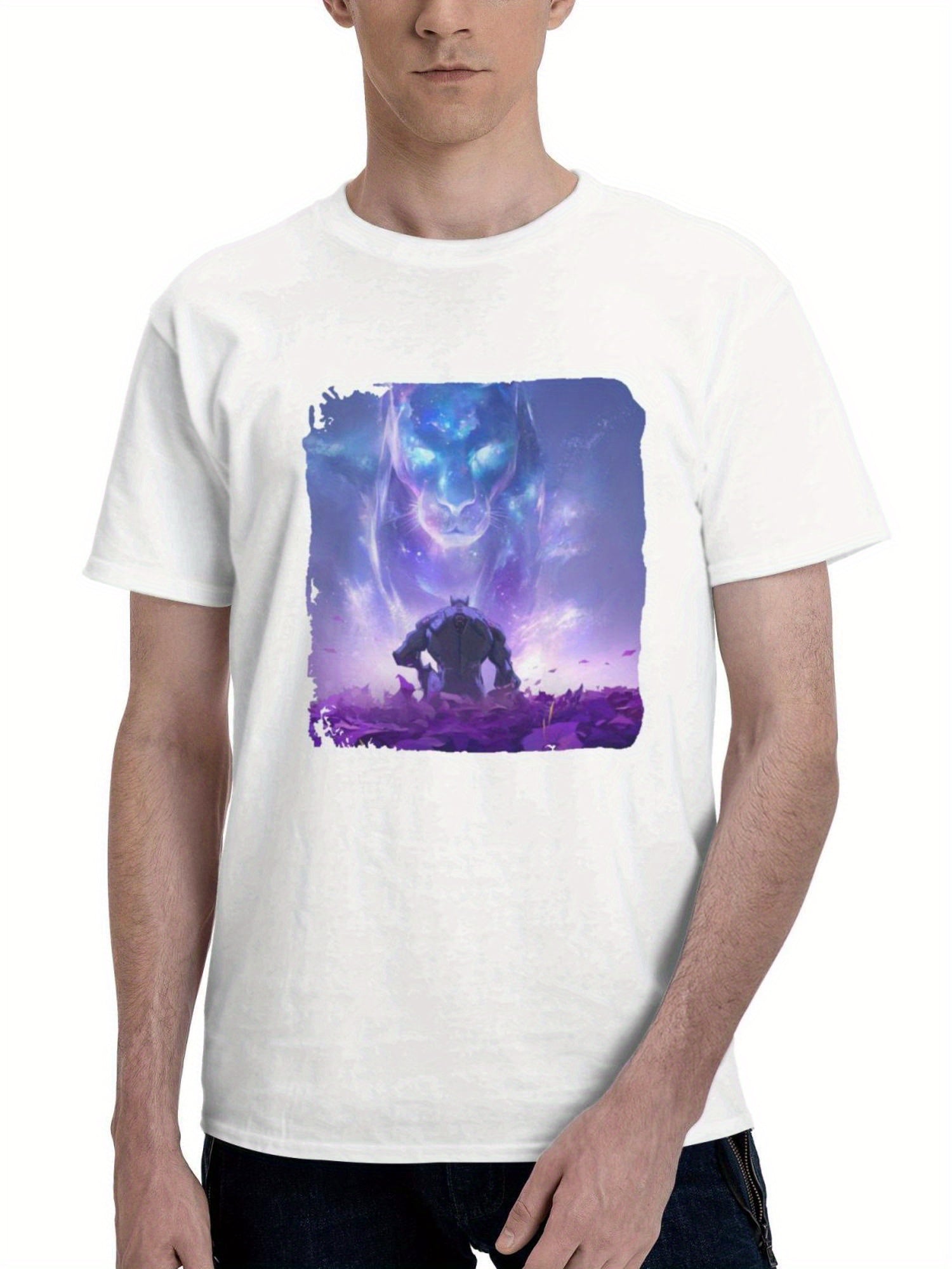 Black Panther In Marvel Rivals 2024 180G 100% Cotton Printed Round Neck Short-Sleeve T-Shirt, Gifts for Men Dad Husband Grandpa, S-XXXL, White