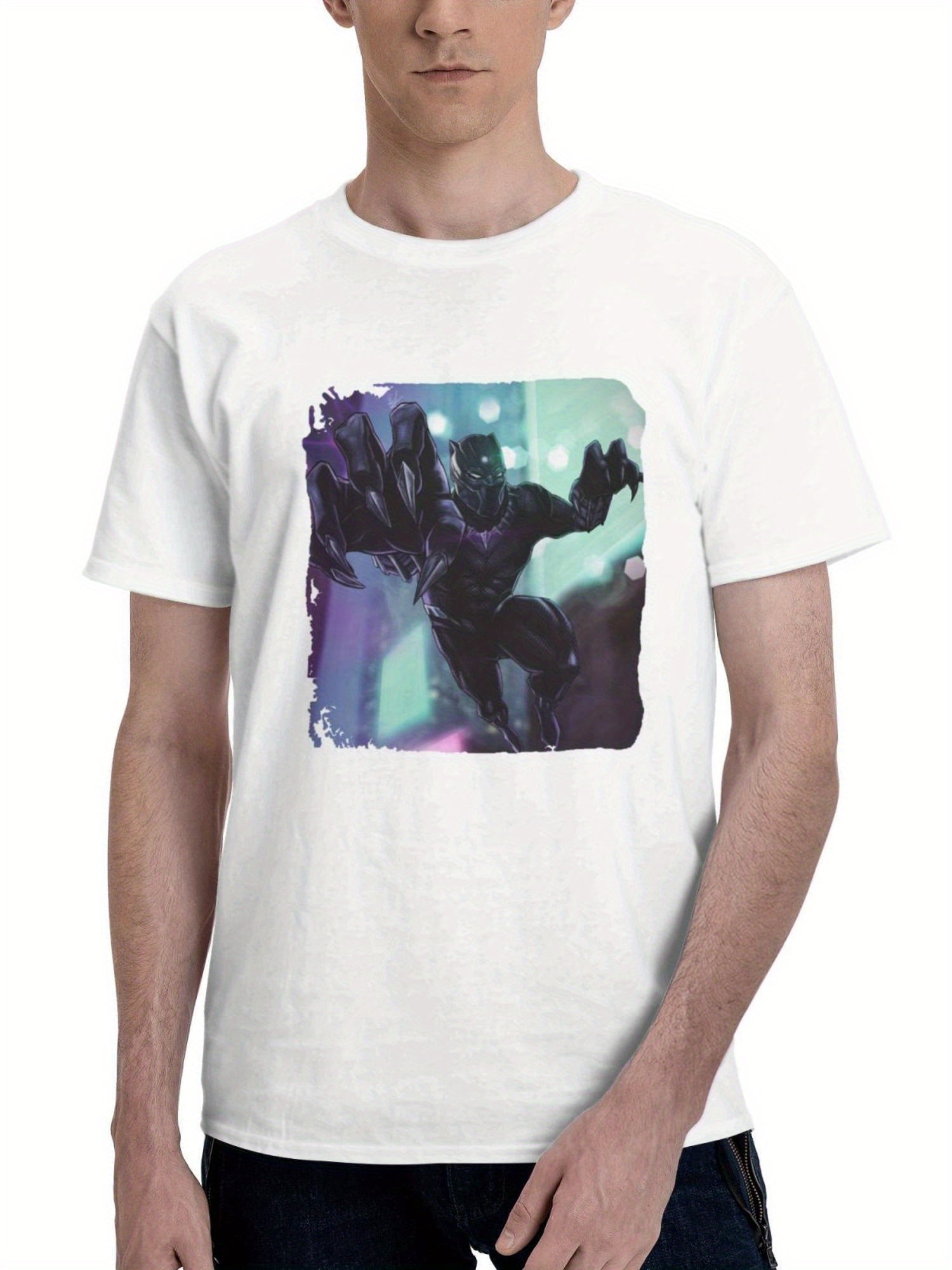 Black Panther Protector Of Wakanda 180G 100% Cotton Printed Round Neck Short-Sleeve T-Shirt, Gifts for Men Dad Husband Grandpa, S-XXXL, White