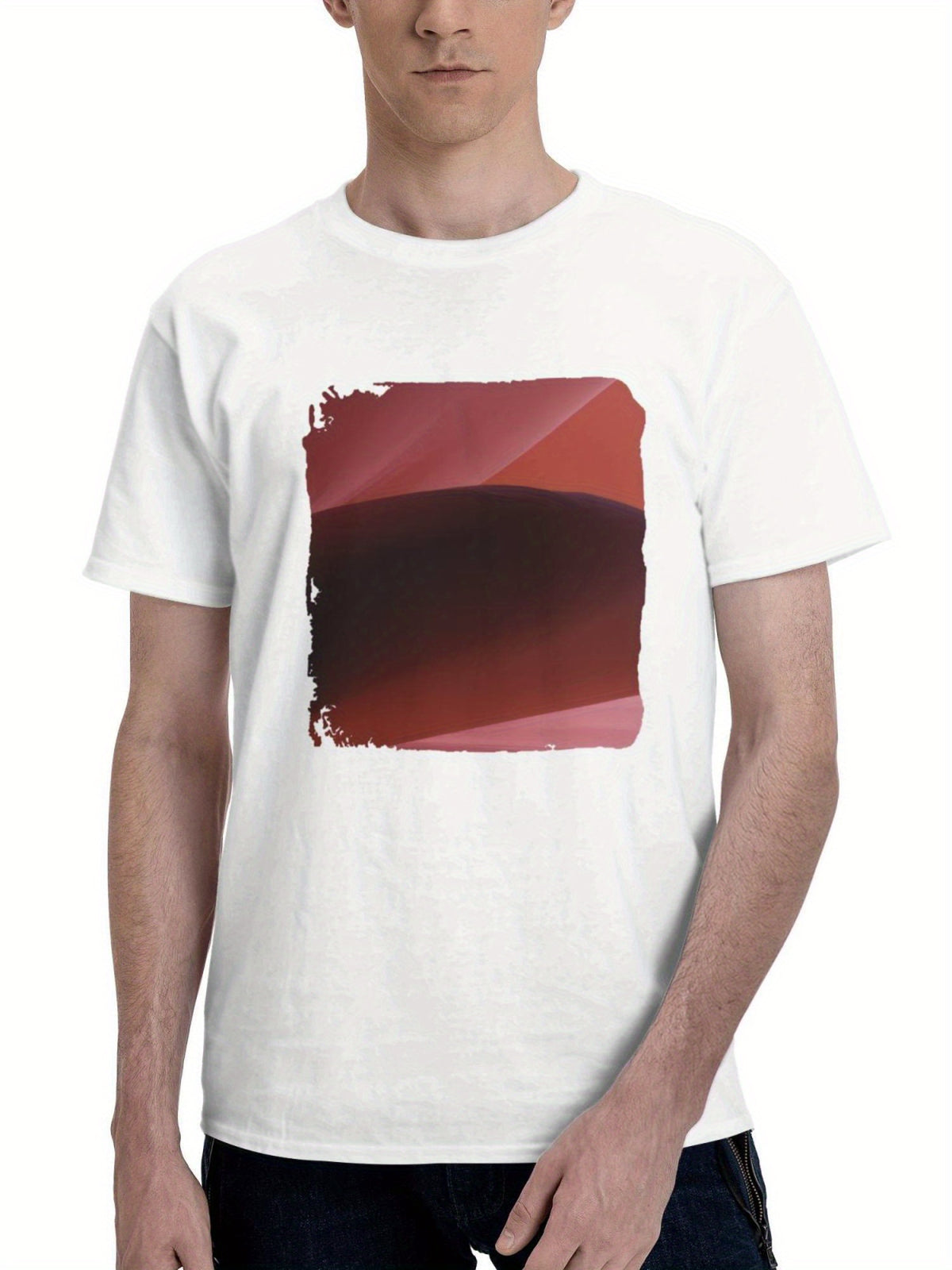 Canyon Abstract 180G 100% Cotton Printed Round Neck Short-Sleeve T-Shirt, Gifts for Men Dad Husband Grandpa, S-XXXL, White