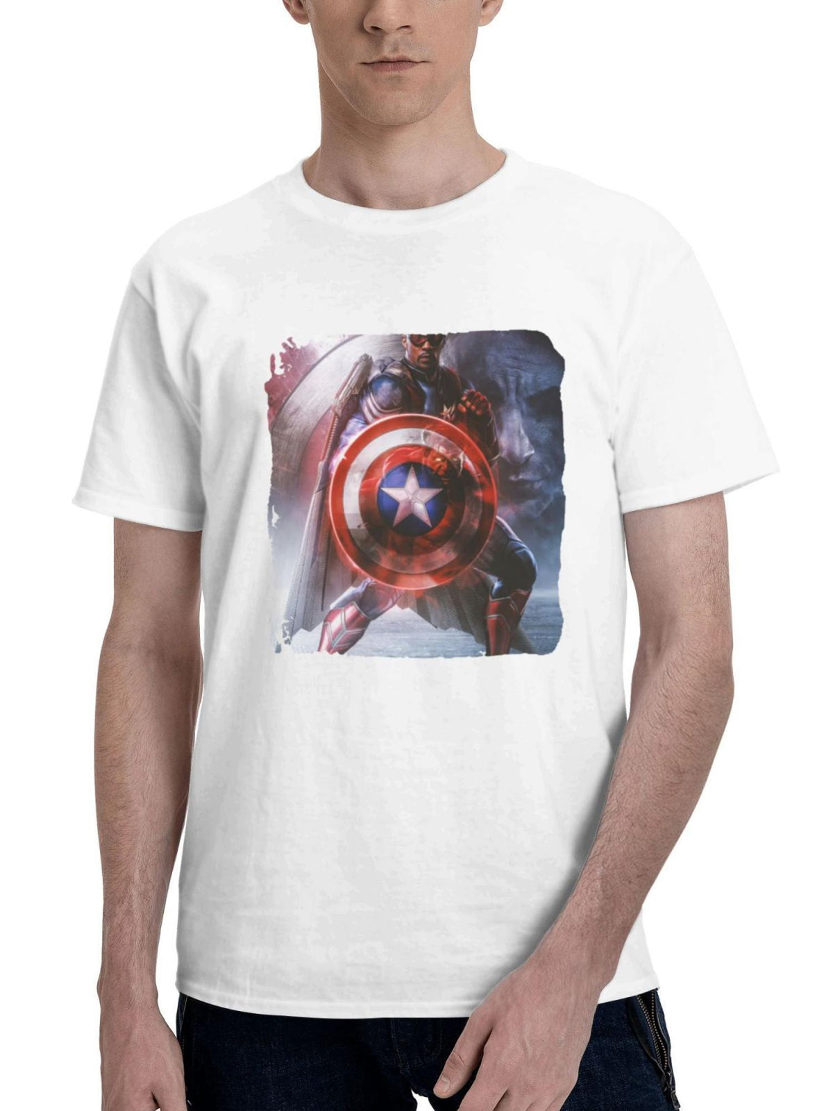 Captain America Pioneer Of The Brave New World 180G 100% Cotton Printed Round Neck Short-Sleeve T-Shirt, Gifts for Men Dad Husband Grandpa, S-XXXL, White
