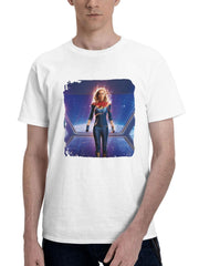 Captain Marvel Msmarvel Monica Rambeau 180G 100% Cotton Printed Round Neck Short-Sleeve T-Shirt, Gifts for Men Dad Husband Grandpa, S-XXXL, White