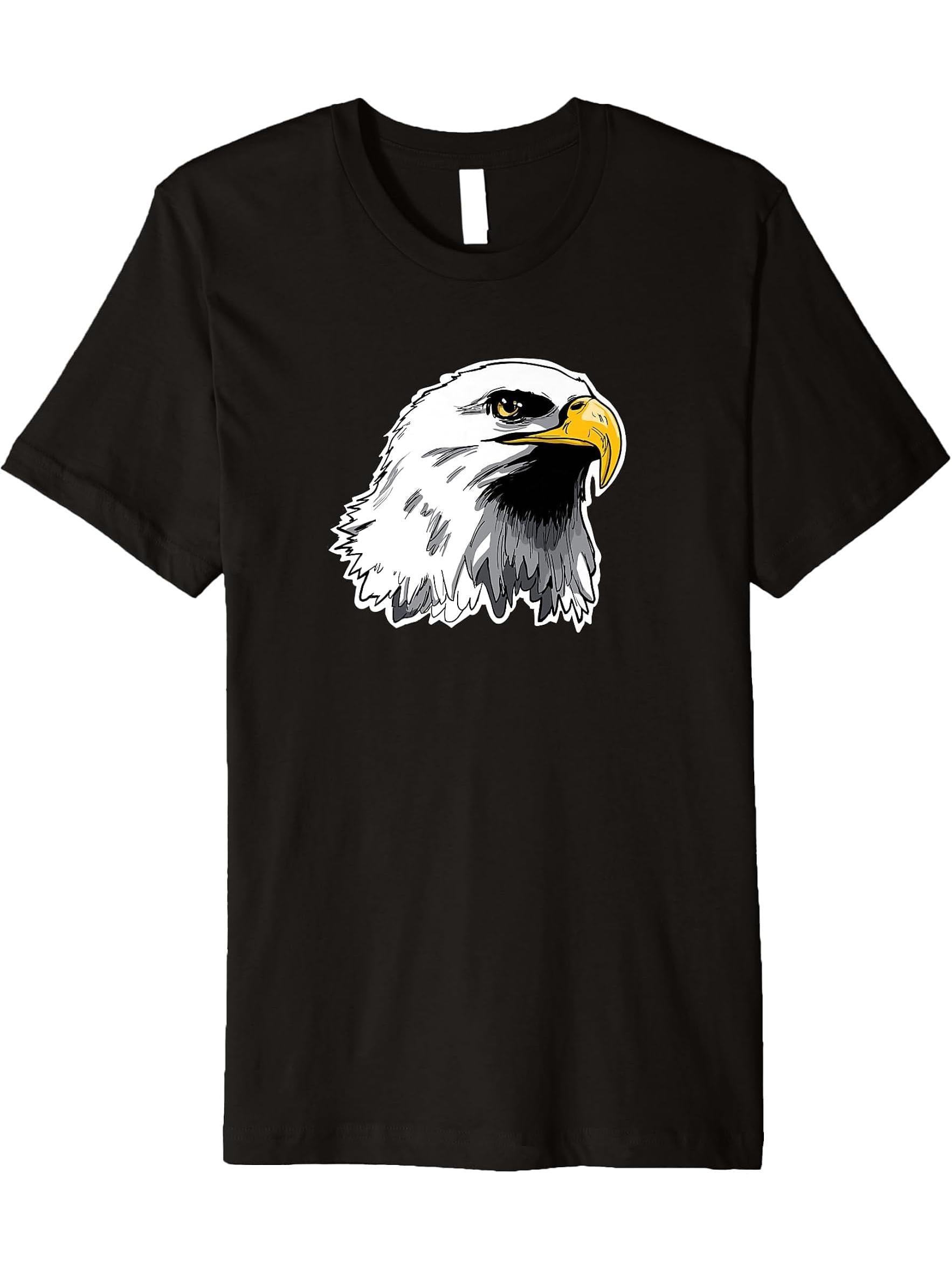 American Bald Eagle novelty Patriotic Bald Eagle Premium T-Shirt 180G 100% Cotton Printed Round Neck Short-Sleeve T-Shirt, Gifts for Men Dad Husband Grandpa, S-XXXL, Black