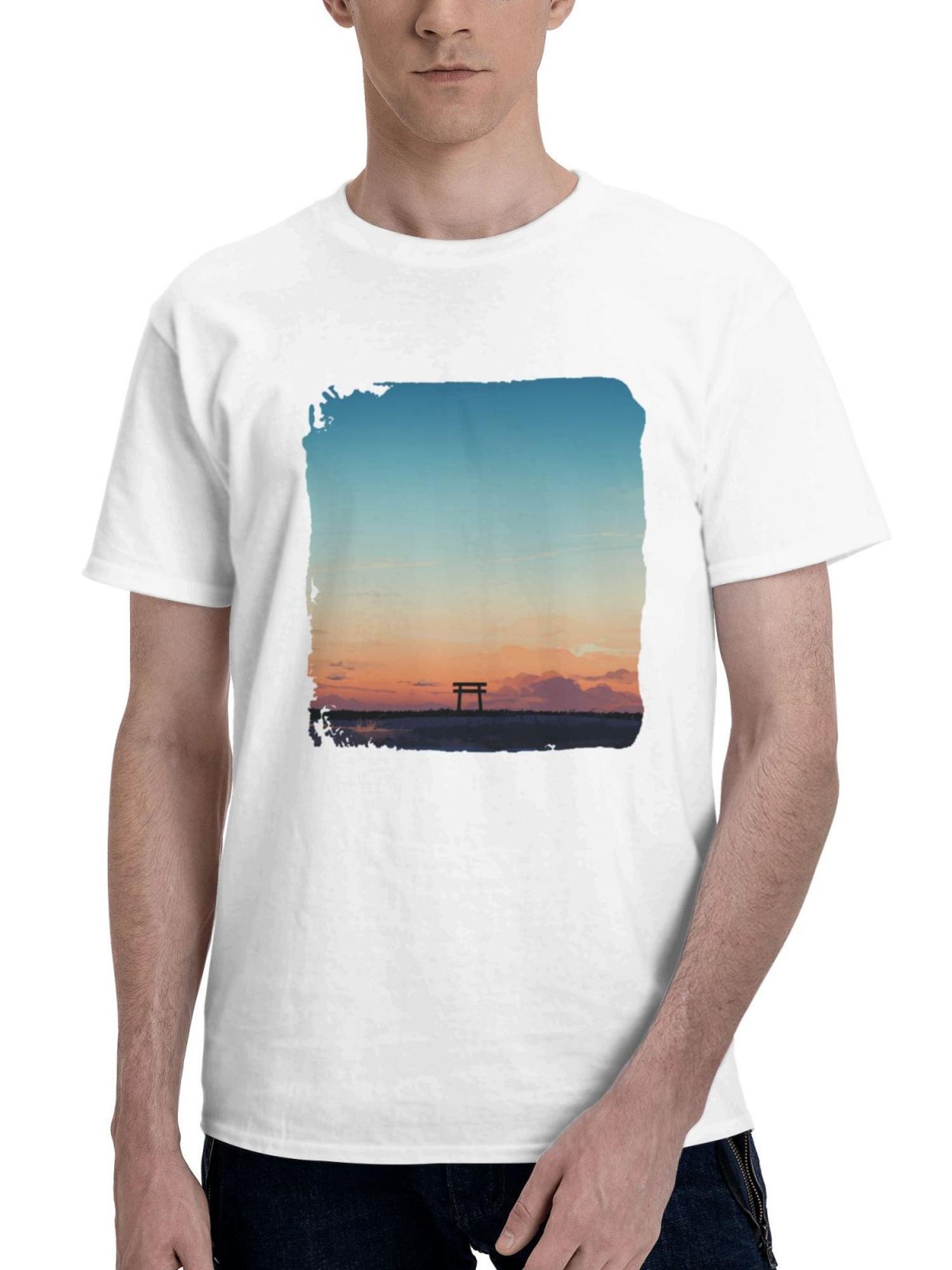 Chasing Sunsets 180G 100% Cotton Printed Round Neck Short-Sleeve T-Shirt, Gifts for Men Dad Husband Grandpa, S-XXXL, White