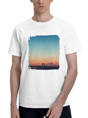 Chasing Sunsets 180G 100% Cotton Printed Round Neck Short-Sleeve T-Shirt, Gifts for Men Dad Husband Grandpa, S-XXXL, White