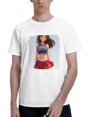 Cheerleader Supergirl 180G 100% Cotton Printed Round Neck Short-Sleeve T-Shirt, Gifts for Men Dad Husband Grandpa, S-XXXL, White