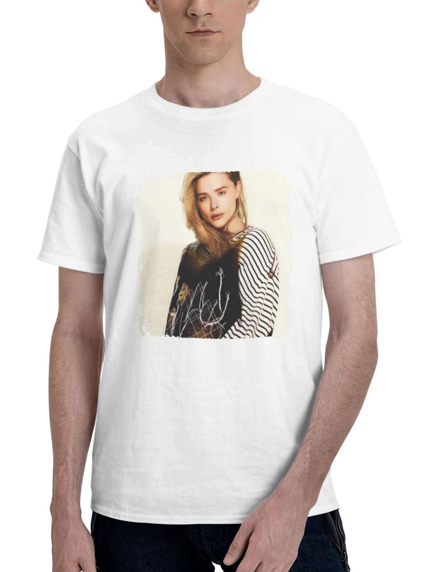 Chloe Grace Moretz Hunger Magazine 2024 180G 100% Cotton Printed Round Neck Short-Sleeve T-Shirt, Gifts for Men Dad Husband Grandpa, S-XXXL, White