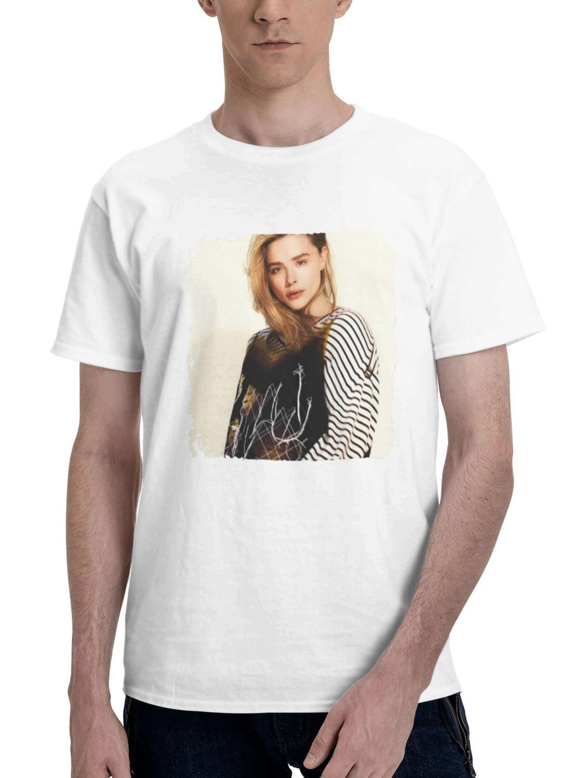 Chloe Grace Moretz Hunger Magazine 2024 180G 100% Cotton Printed Round Neck Short-Sleeve T-Shirt, Gifts for Men Dad Husband Grandpa, S-XXXL, White