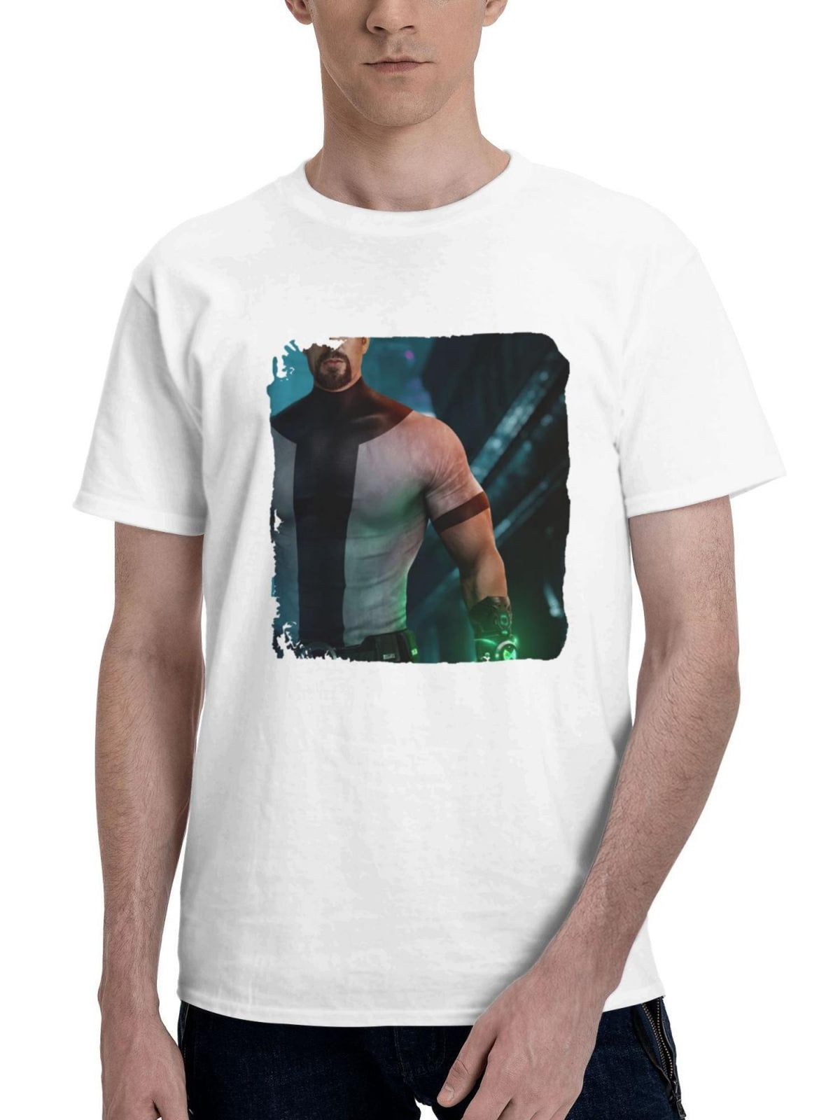 Chris Evans X Ben10 180G 100% Cotton Printed Round Neck Short-Sleeve T-Shirt, Gifts for Men Dad Husband Grandpa, S-XXXL, White