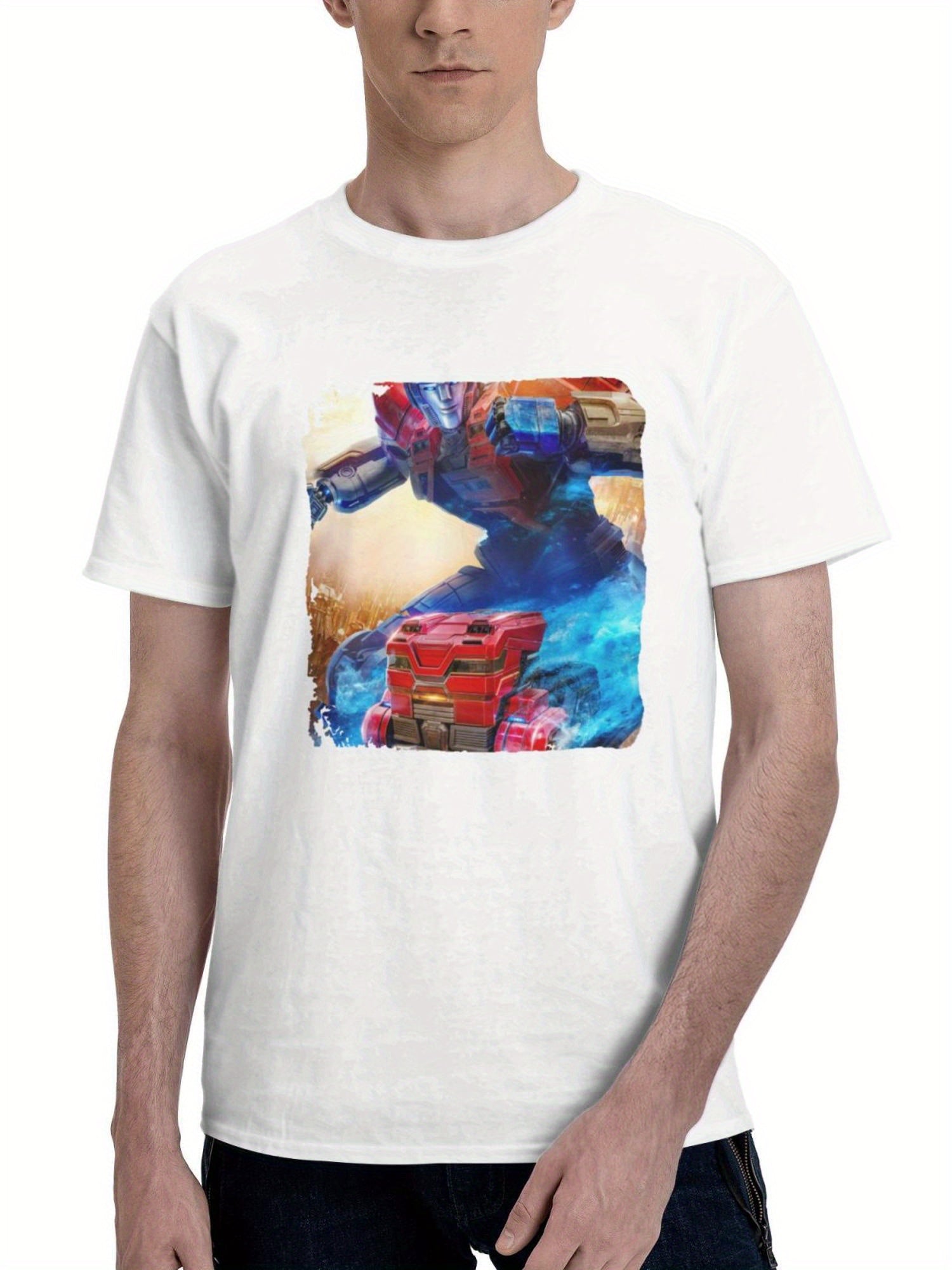 Chris Hemsworth As Orion Pax Transformers One 2024 180G 100% Cotton Printed Round Neck Short-Sleeve T-Shirt, Gifts for Men Dad Husband Grandpa, S-XXXL, White