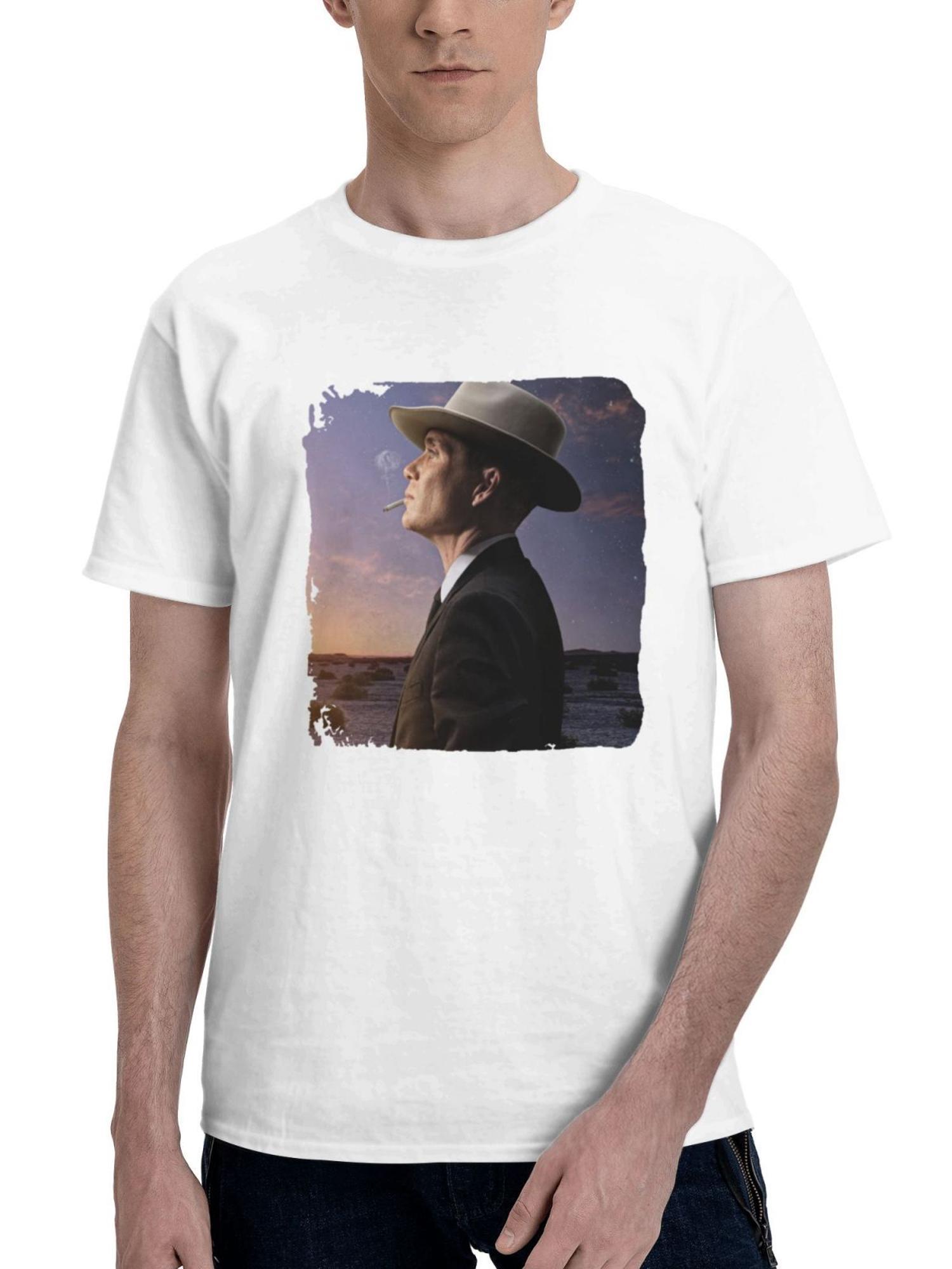 Cillian Murphy J Robert Oppenheimer Desert 180G 100% Cotton Printed Round Neck Short-Sleeve T-Shirt, Gifts for Men Dad Husband Grandpa, S-XXXL, White