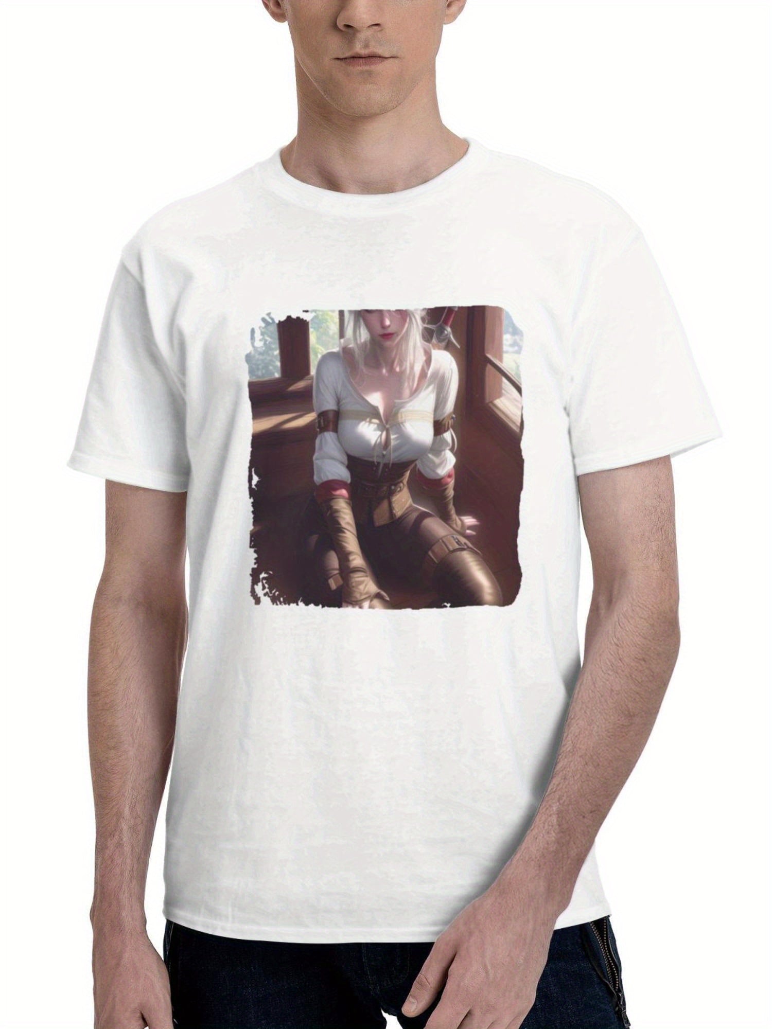 Ciri Legacy Of Cour 180G 100% Cotton Printed Round Neck Short-Sleeve T-Shirt, Gifts for Men Dad Husband Grandpa, S-XXXL, White