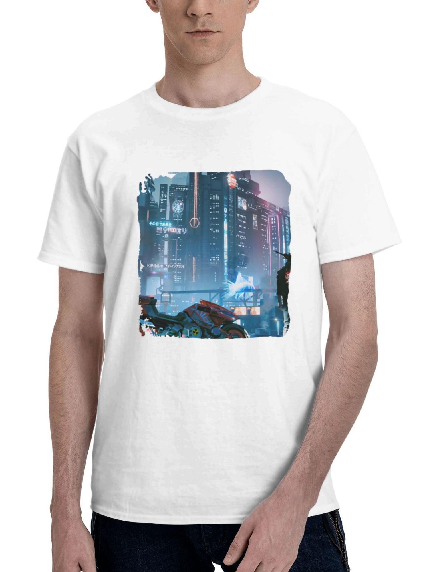 City Is Mine Cyberpunk 2077 180G 100% Cotton Printed Round Neck Short-Sleeve T-Shirt, Gifts for Men Dad Husband Grandpa, S-XXXL, White