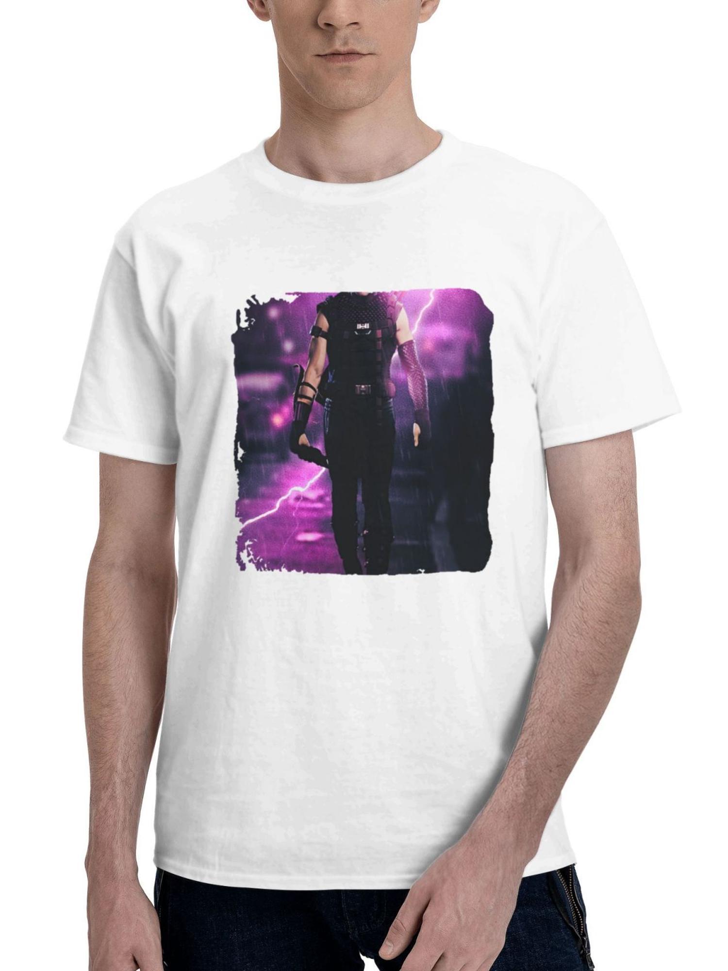 Classic Hawkeye 180G 100% Cotton Printed Round Neck Short-Sleeve T-Shirt, Gifts for Men Dad Husband Grandpa, S-XXXL, White