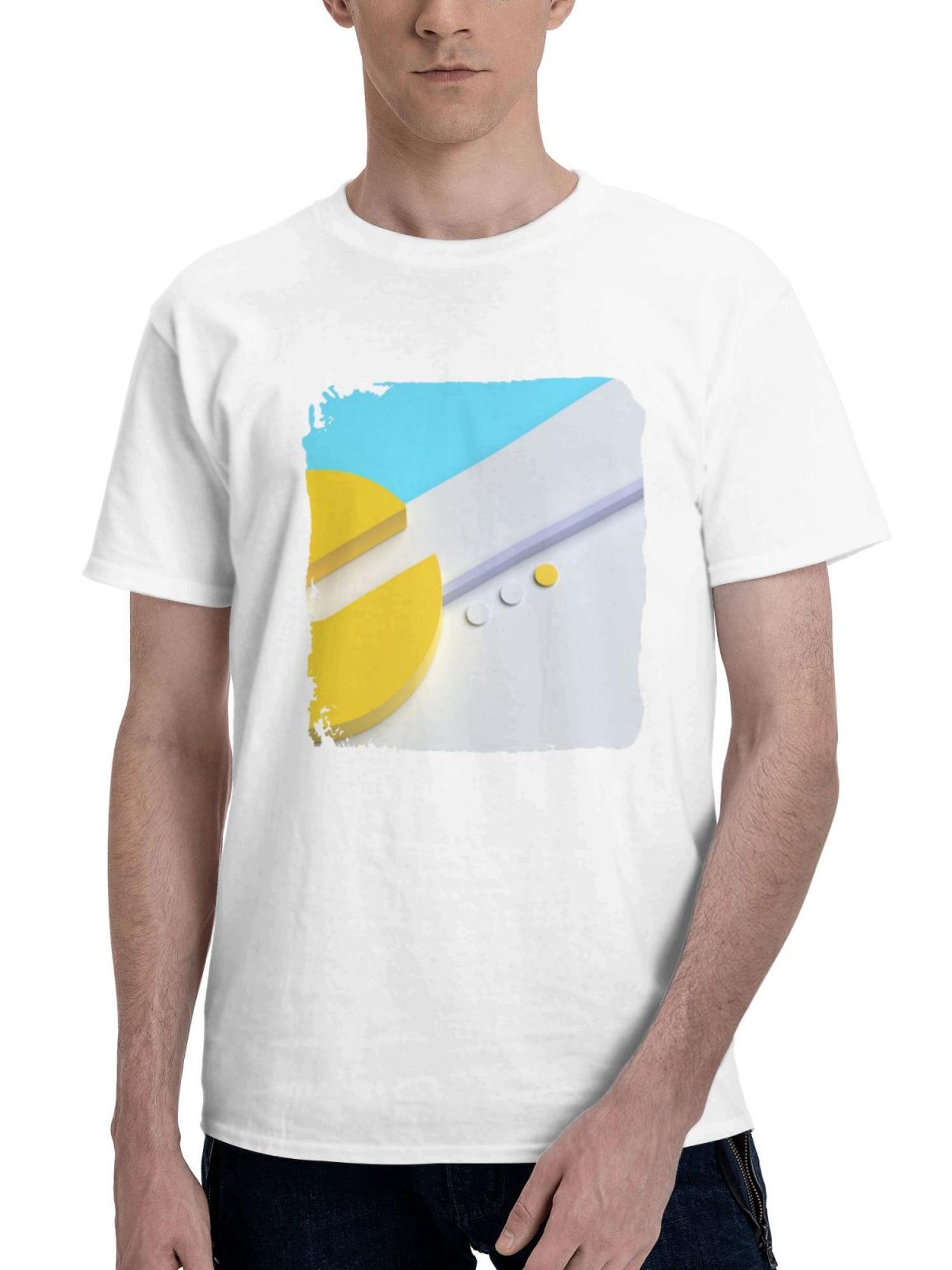 Clip Line Minimal 180G 100% Cotton Printed Round Neck Short-Sleeve T-Shirt, Gifts for Men Dad Husband Grandpa, S-XXXL, White