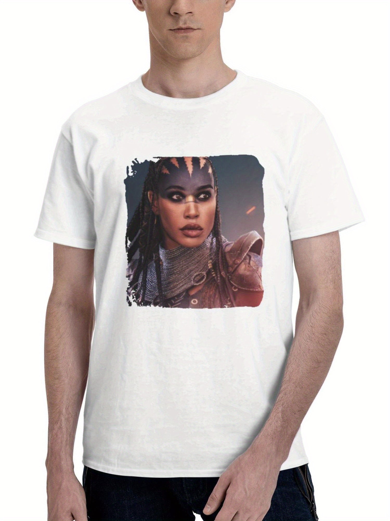Cleopatra Coleman Is Devra Bloodaxe In Rebel Moon Part One A Boy Girl Of Fire 180G 100% Cotton Printed Round Neck Short-Sleeve T-Shirt, Gifts for Men Dad Husband Grandpa, S-XXXL, White